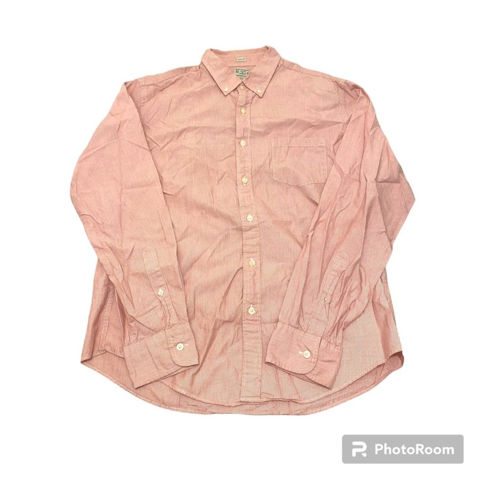 J Crew Factory Woven Shirts Slim Fit‎ Red Striped Button Down Men's Large